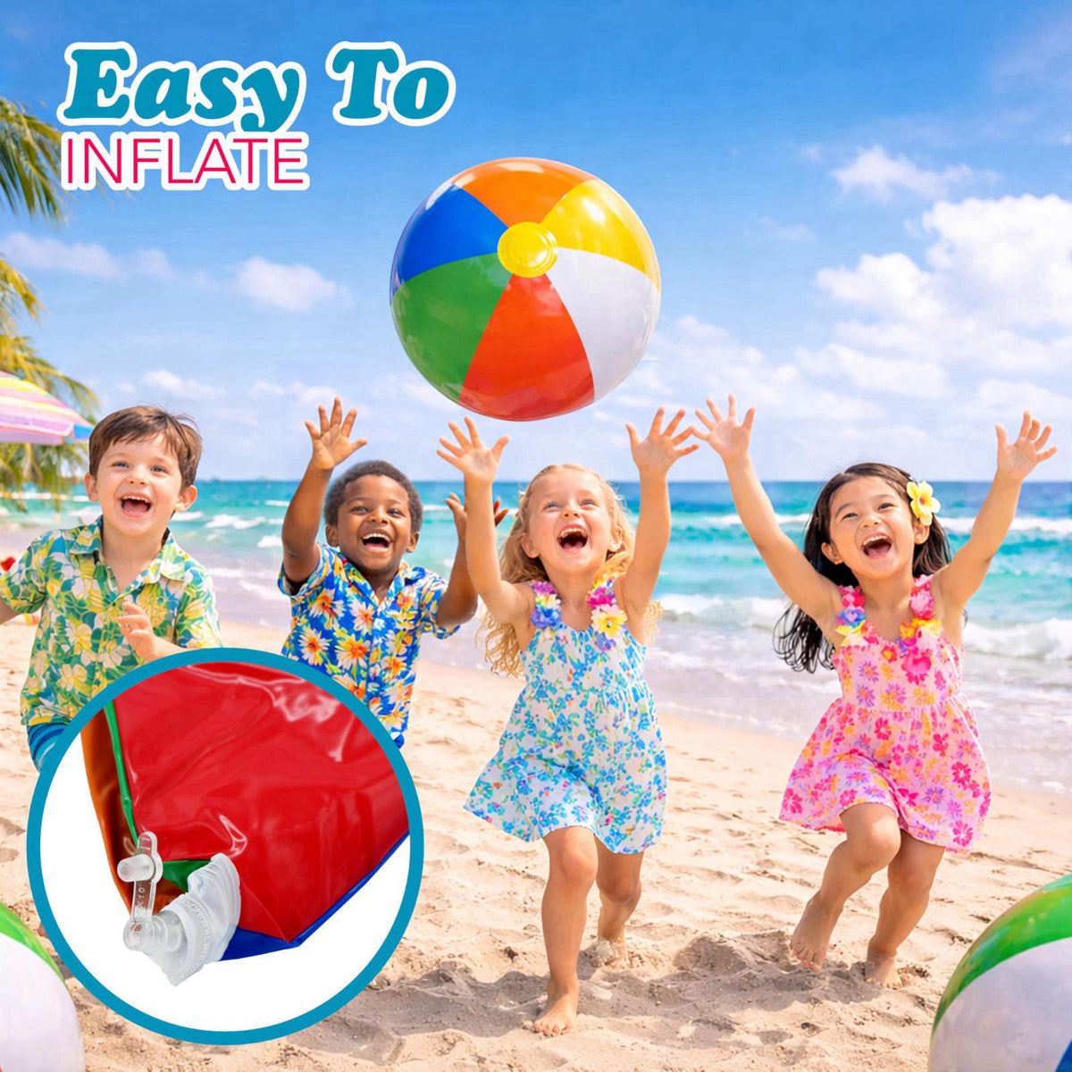 4E's Novelty 24 Pack -16 Inch Inflatable Beach Balls Bulk 24 - Birthday Pool Party Favors for Kids, Summer Goodie Bags E
