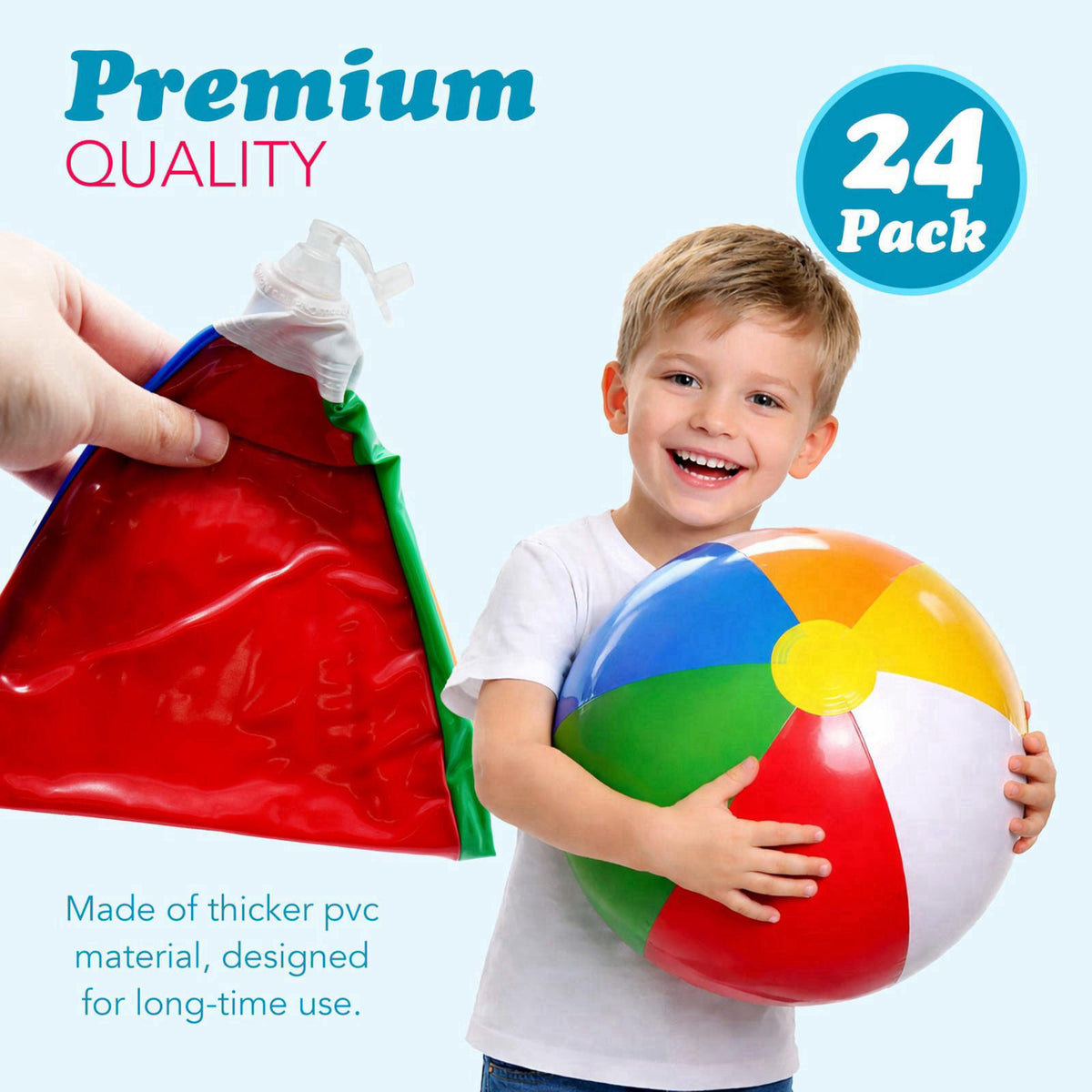 4E's Novelty 24 Pack -16 Inch Inflatable Beach Balls Bulk 24 - Birthday Pool Party Favors for Kids, Summer Goodie Bags E