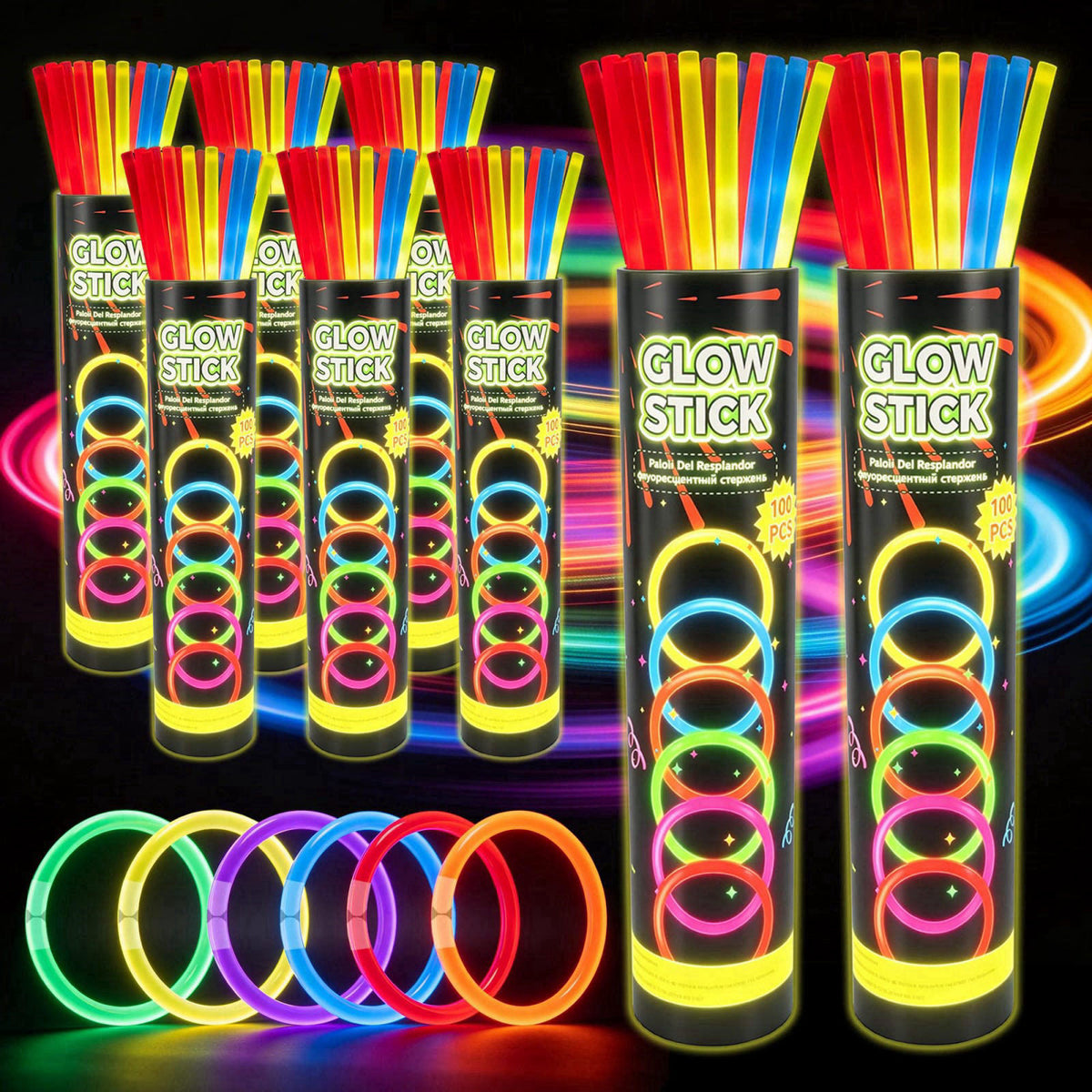 Senrix 800Pc Glow Sticks Bulk with Connectors,Glow Bracelets&Necklaces Party Favor – close-up detail in 800pc-a