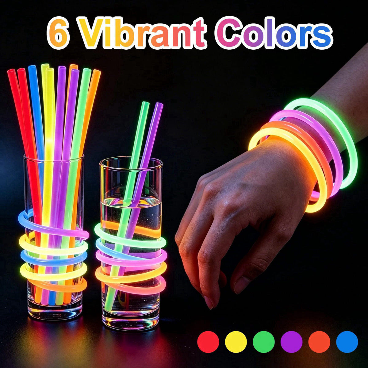 Senrix 800Pc Glow Sticks Bulk with Connectors,Glow Bracelets&Necklaces Party Favor – full view