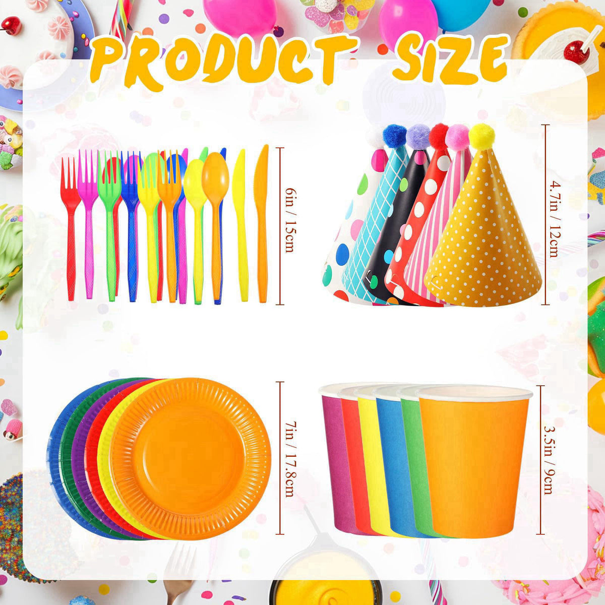 Teenyyou 180 Pcs Kids Birthday Party Supplies Serves 30 Include Birthday Cone Hats Rainbow Paper Plates Cups Plastic Cut
