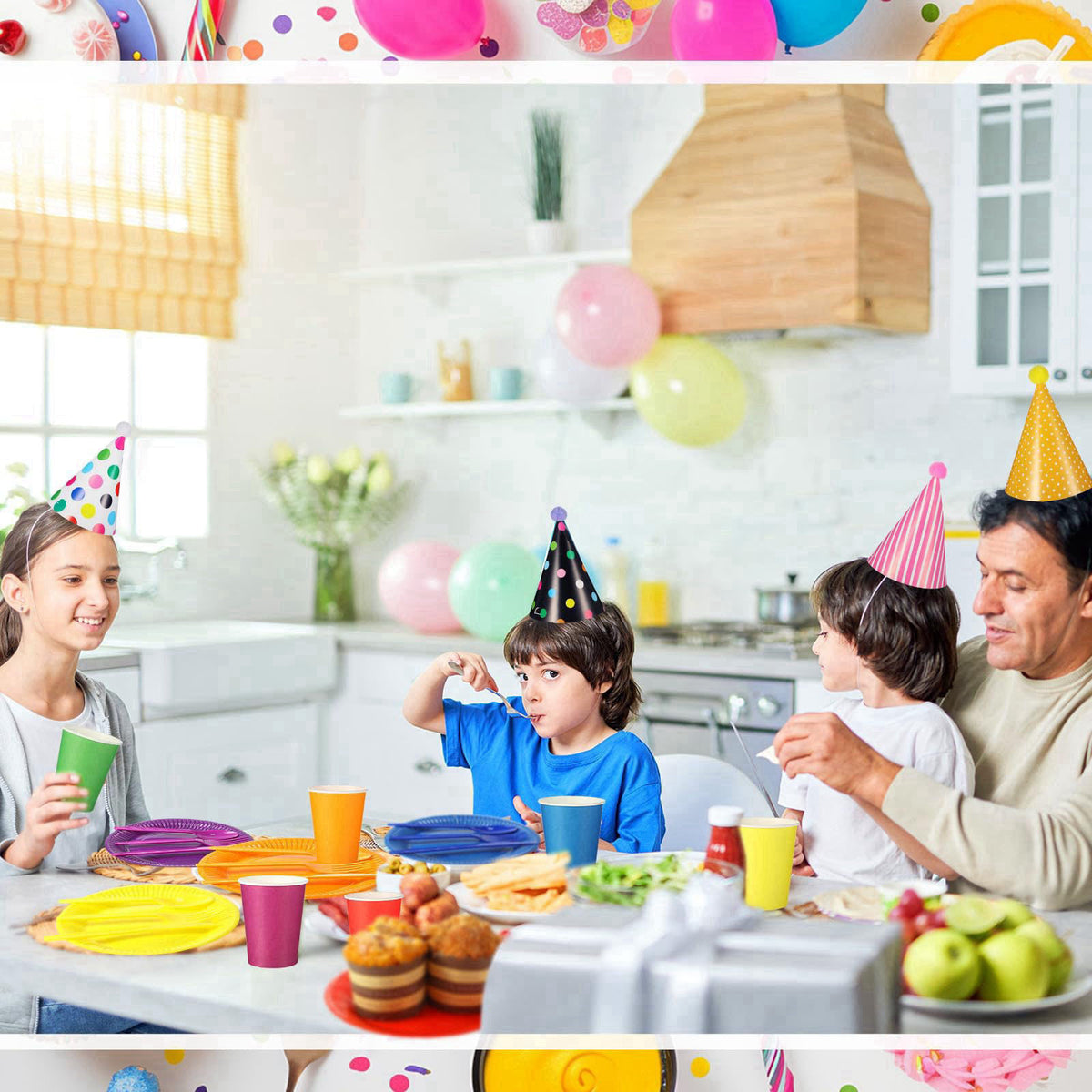 Teenyyou 180 Pcs Kids Birthday Party Supplies Serves 30 Include Birthday Cone Hats Rainbow Paper Plates Cups Plastic Cut