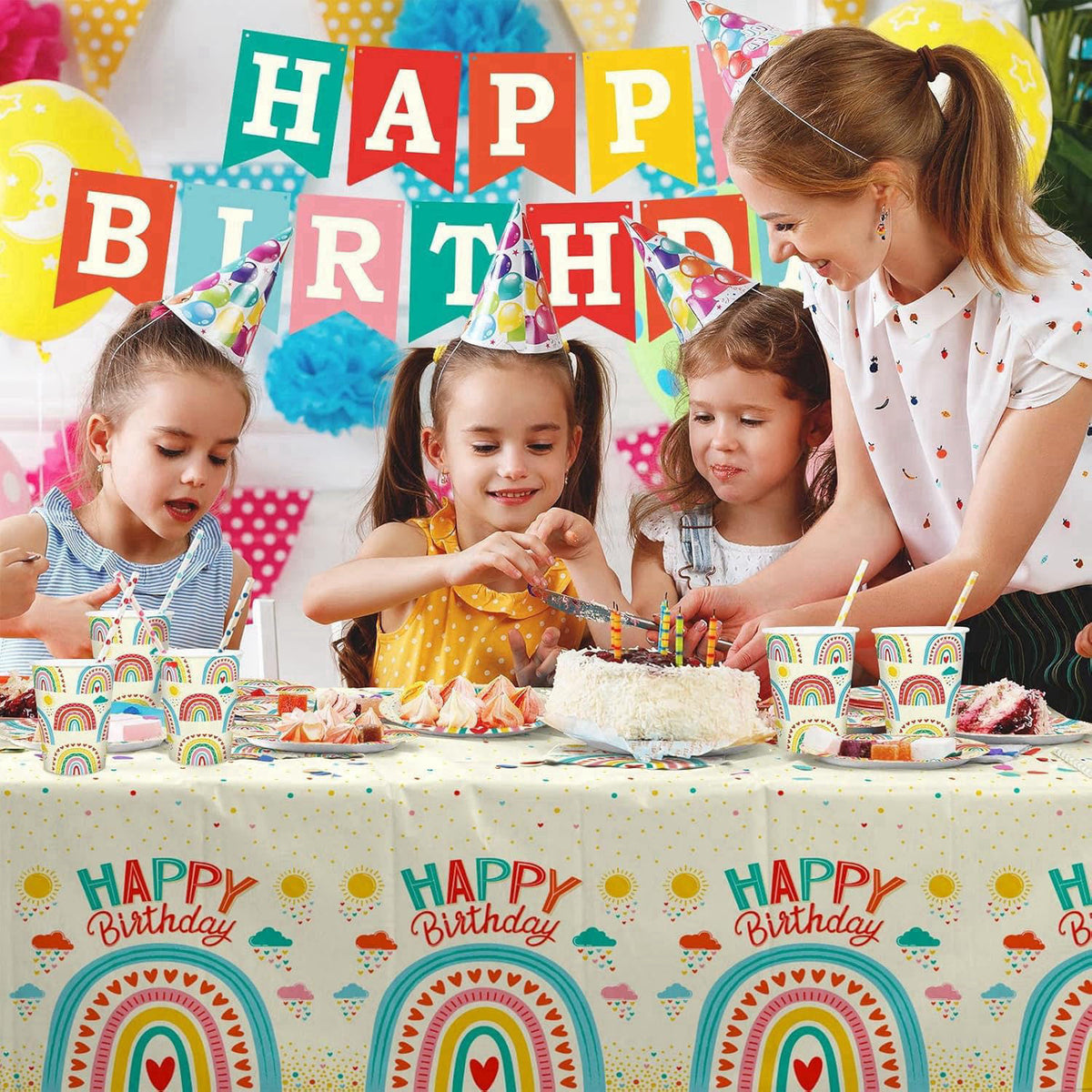 Party Ready All-in-One Birthday Party Supplies Set – Premium Complete Decoration Kit with Tableware, Balloons, Banner & 