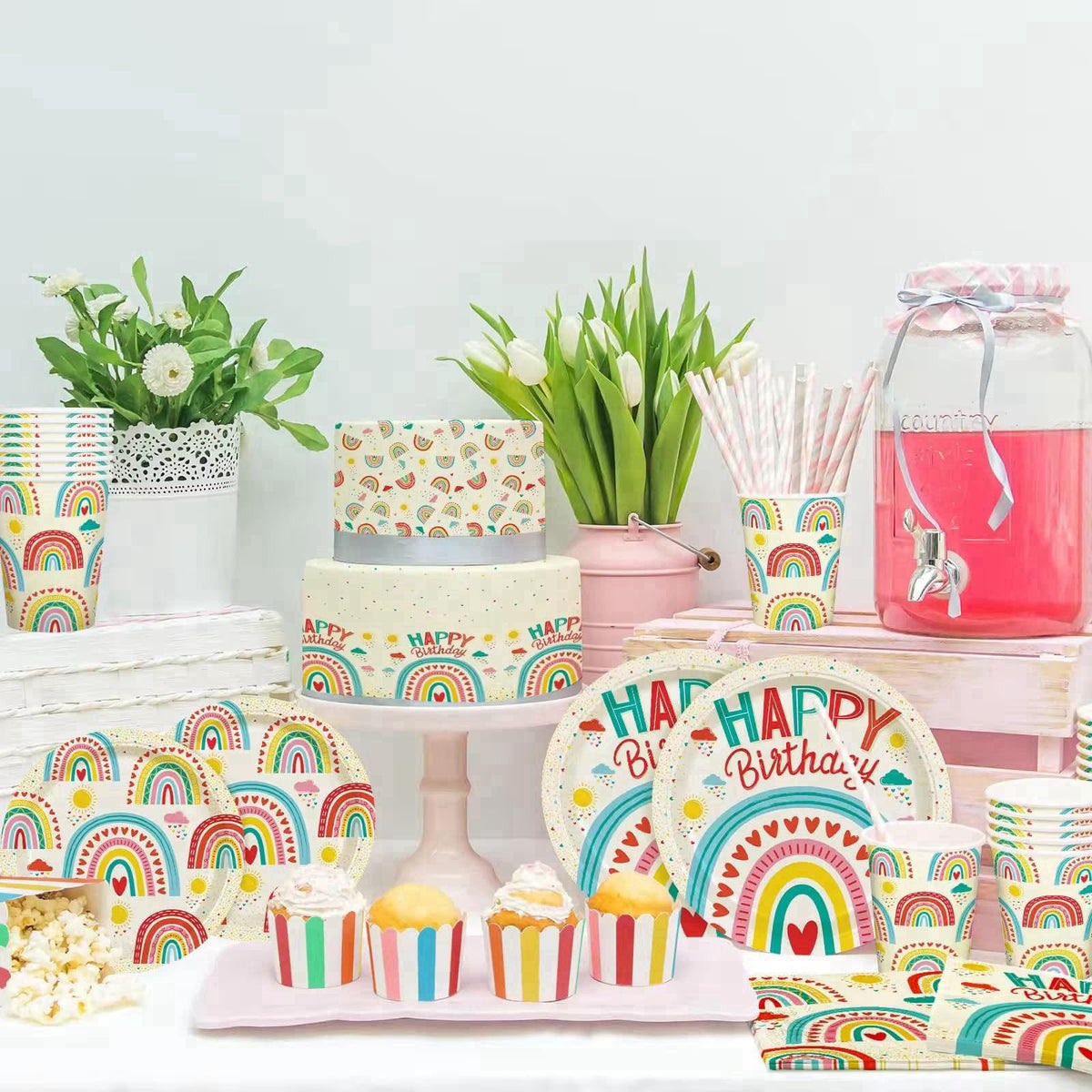 Party Ready All-in-One Birthday Party Supplies Set – Premium Complete Decoration Kit with Tableware, Balloons, Banner & 