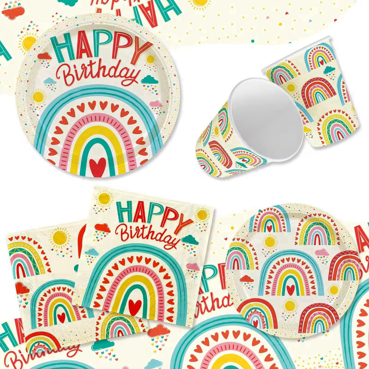 Party Ready All-in-One Birthday Party Supplies Set – Premium Complete Decoration Kit with Tableware, Balloons, Banner & 