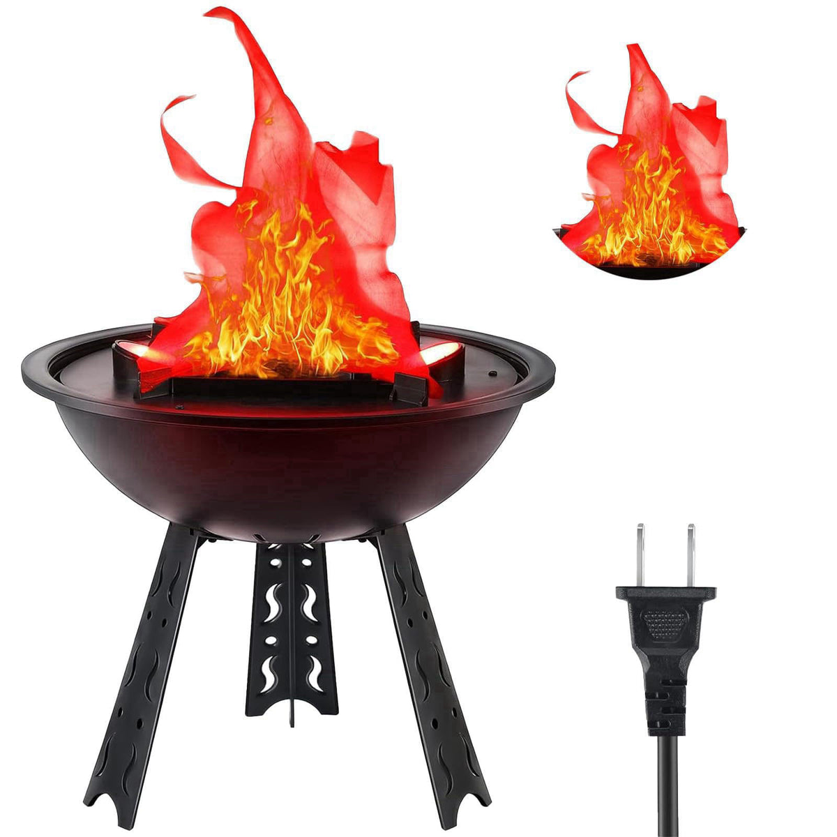 WVIOUOPU 3D LED Fake Fire Lamp - 110V Electric Artificial Campfire Table Lamp