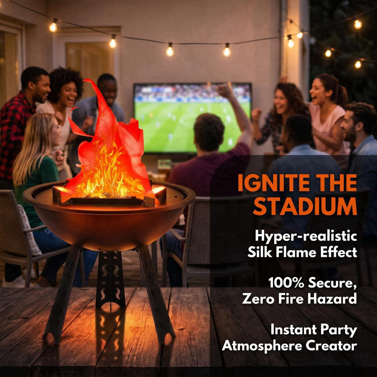 WVIOUOPU 3D LED Fake Fire Lamp - 110V Electric Artificial Campfire Table Lamp – close-up detail