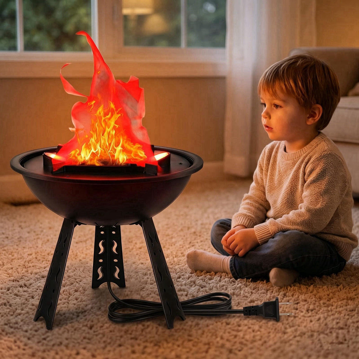 WVIOUOPU 3D LED Fake Fire Lamp - 110V Electric Artificial Campfire Table Lamp – alternate angle