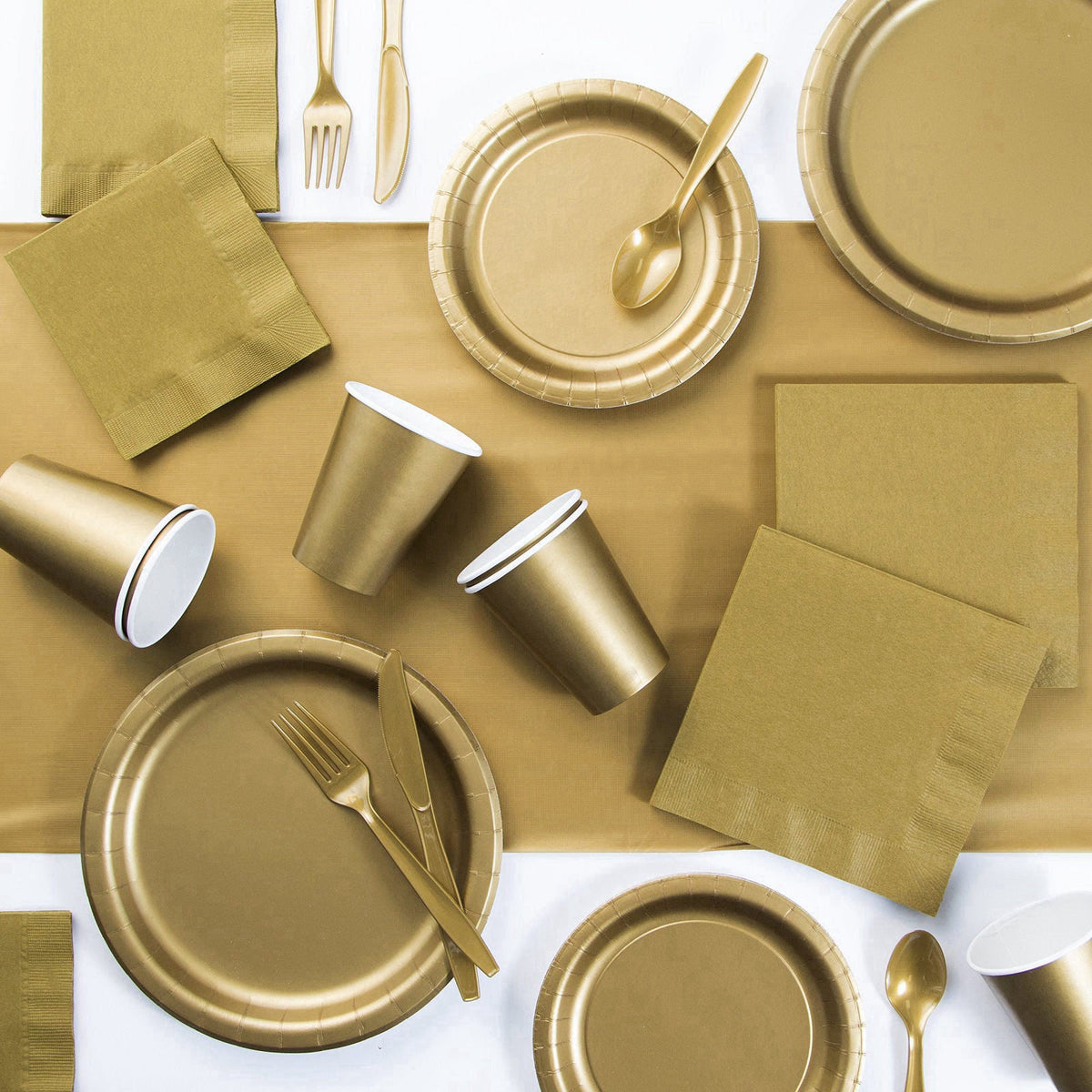 Creative Converting Glittering Gold Party Supplies Kit, Serves 24 – alternate angle