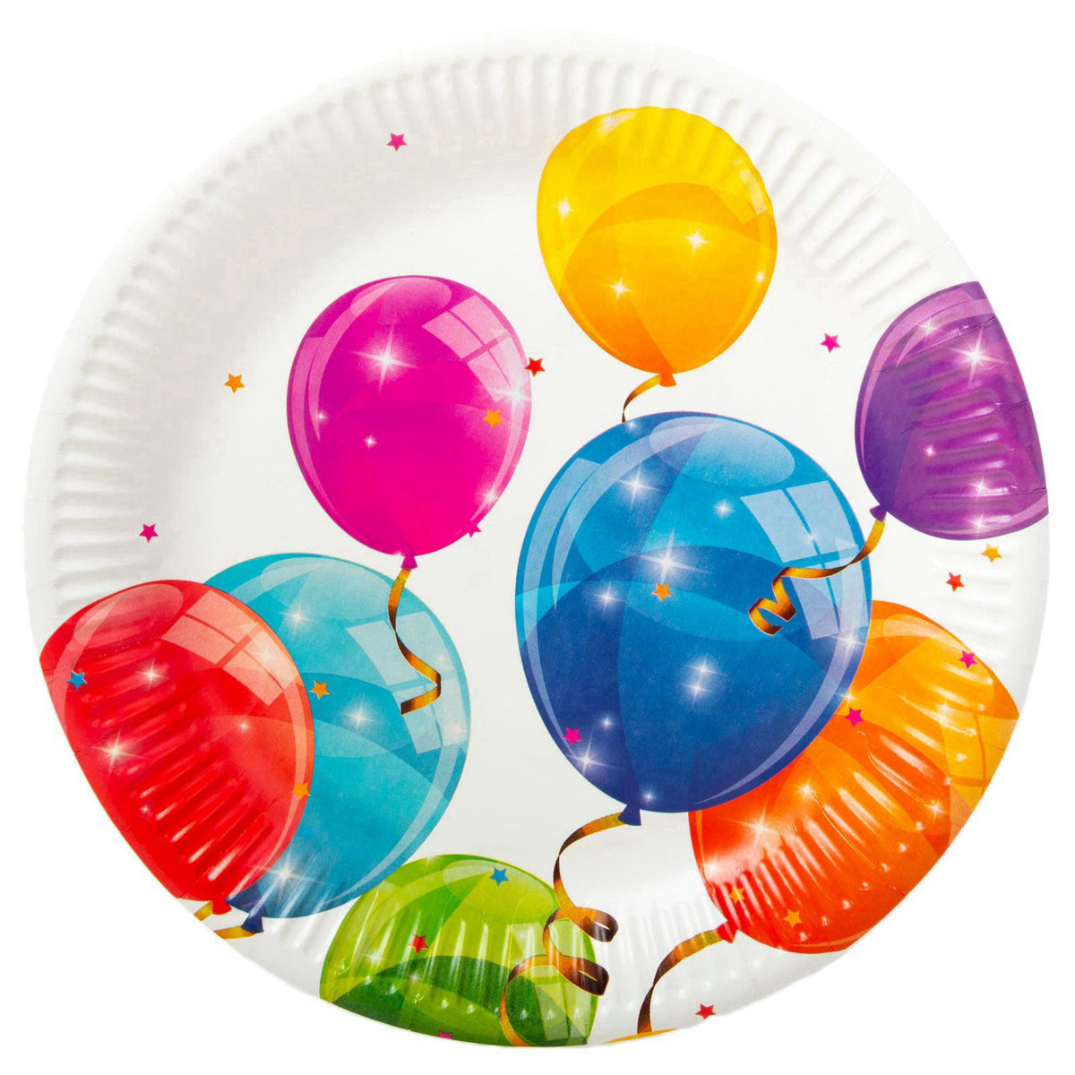 Procos Sparkling Balloon Themed Birthday Party Kit with 8 Large & Small Plates, 8 Cups, 20 Napkins, 6 Invitations, 1 Ban