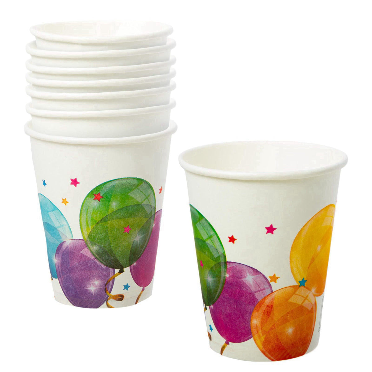 Procos Sparkling Balloon Themed Birthday Party Kit with 8 Large & Small Plates, 8 Cups, 20 Napkins, 6 Invitations, 1 Ban