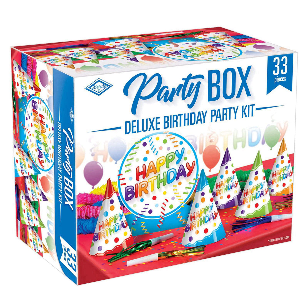 Beistle 33 Piece Deluxe Assorted Complete All-in-One Happy Birthday Party Decorations, 6" - 5', Multicolored – produ