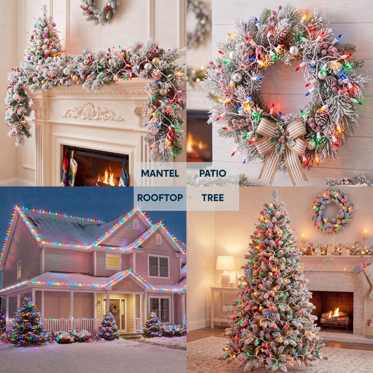 Joiedomi Christmas String Lights Indoor,200(2x100) Mini Multicolor Light with 42.8 FT White Wire,Lighting Decor for Pati