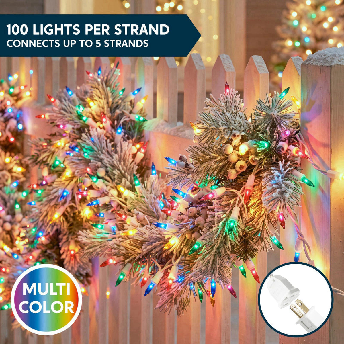 Joiedomi Christmas String Lights Indoor,200(2x100) Mini Multicolor Light with 42.8 FT White Wire,Lighting Decor for Pati