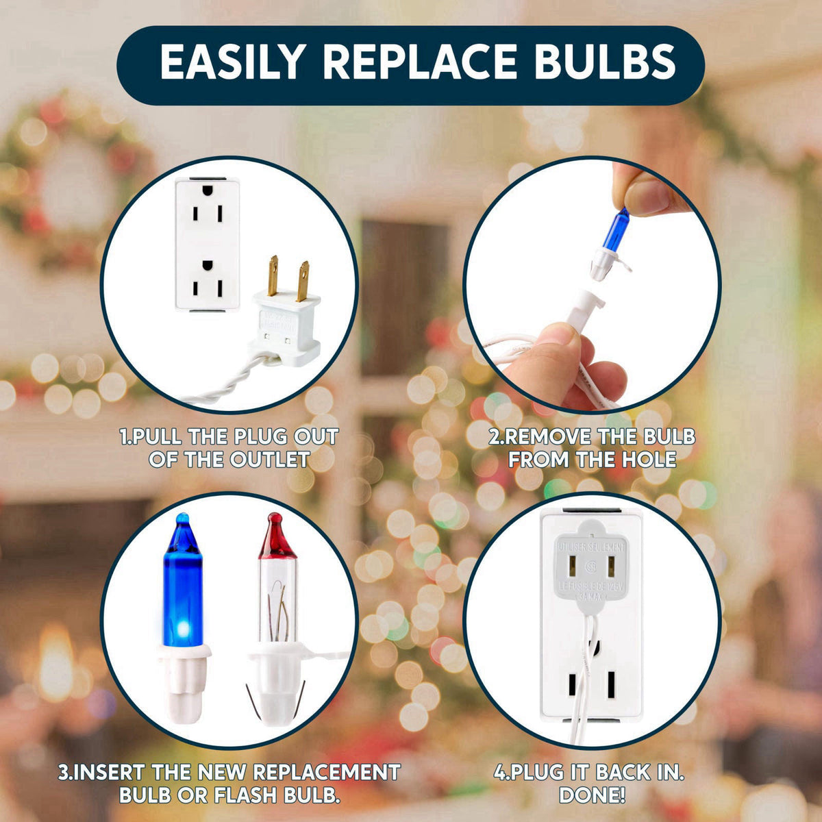Joiedomi Christmas String Lights Indoor,200(2x100) Mini Multicolor Light with 42.8 FT White Wire,Lighting Decor for Pati