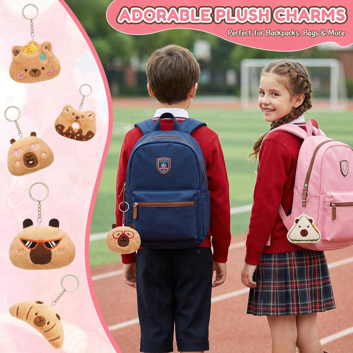 WYZOID 24PCS Kids Plush Keychains Bulk, Mini Stuffed Animal Keychains, Cute Backpack Charms, Party Favors, Classroom Pri