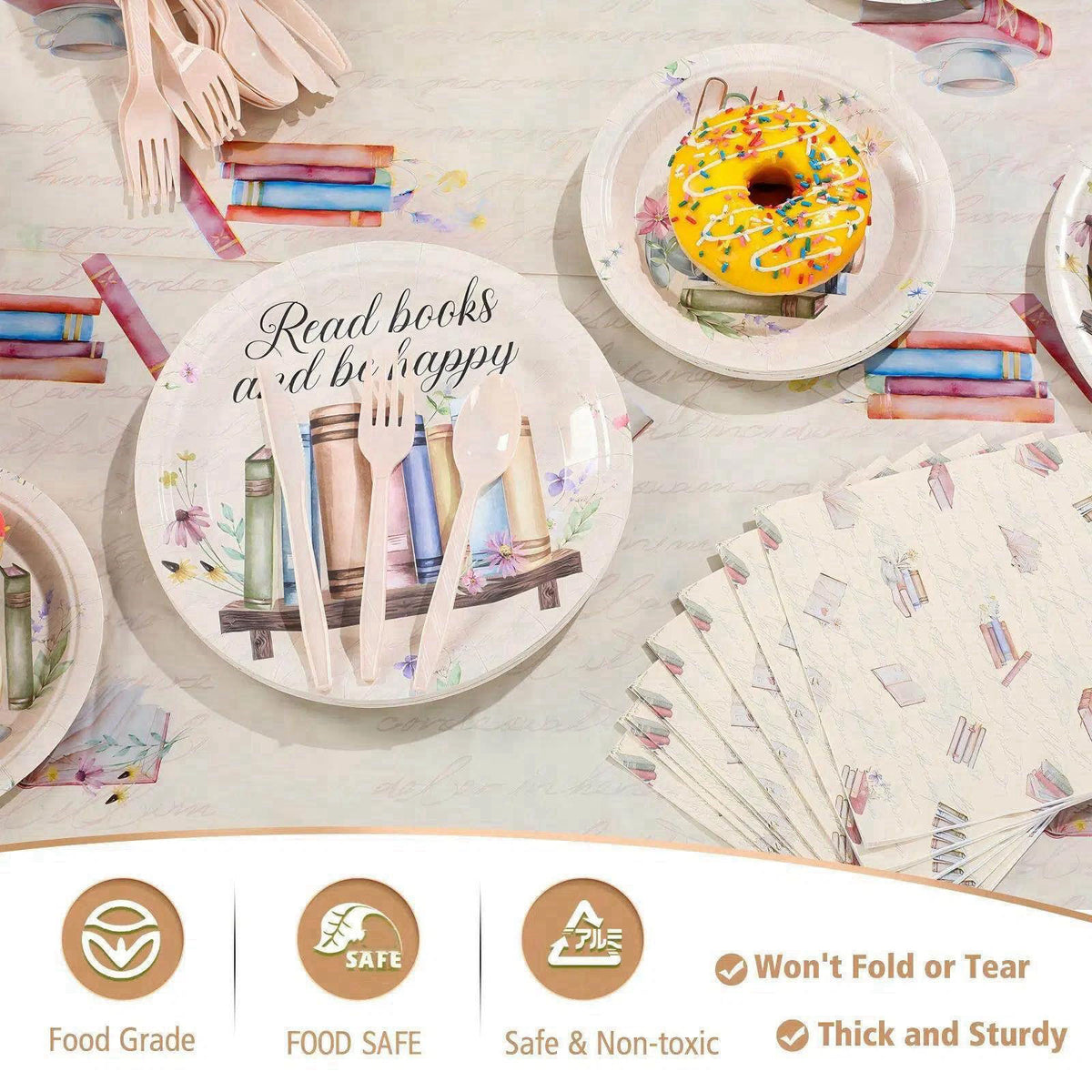 Zhehao 172 Pcs/24 Set Book Themed Birthday Party Tableware – full view