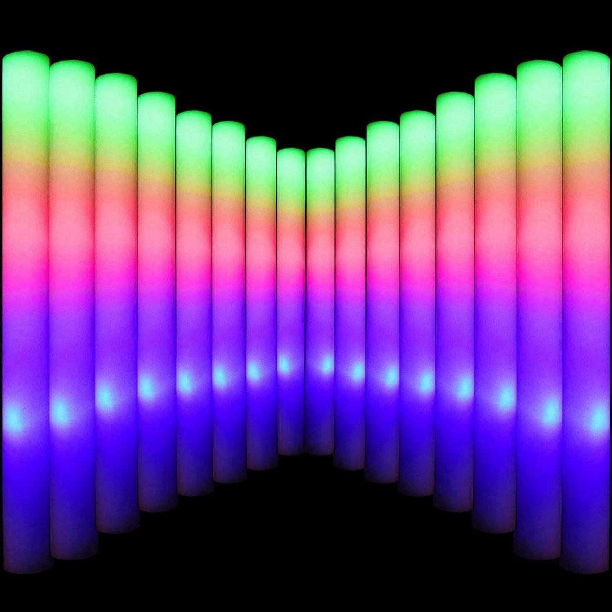 LifBetter Light Up Glow Sticks Bulk, LED Foam Sticks in The Dark with 3 Modes Flashing Led Foam Multicolor Batons Light 