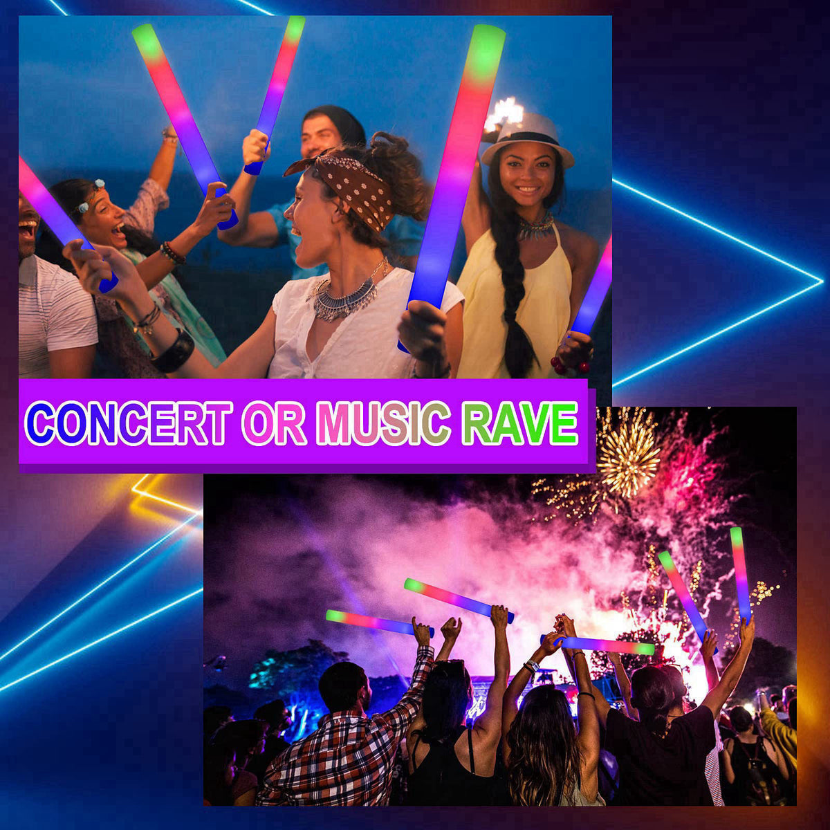 Taotuo Glow Sticks Bulk, 20 Pack LED Light Up Foam Sticks 3 Modes Color Flashing,Glow Party Supplies for Wedding Birthda