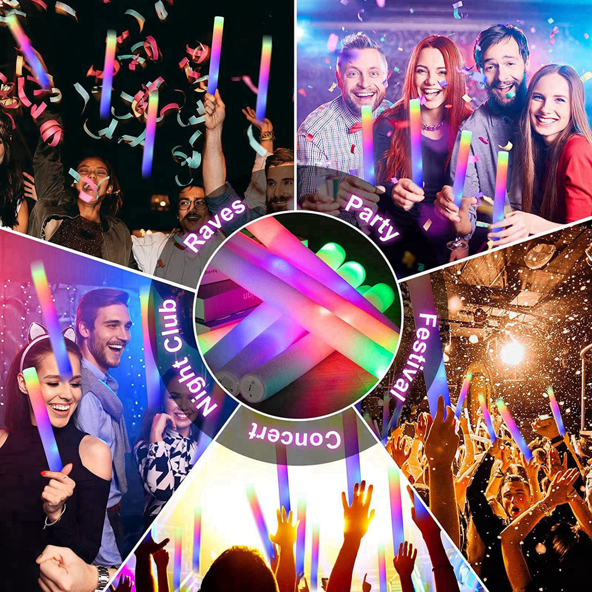 Taotuo Glow Sticks Bulk, 20 Pack LED Light Up Foam Sticks 3 Modes Color Flashing,Glow Party Supplies for Wedding Birthda