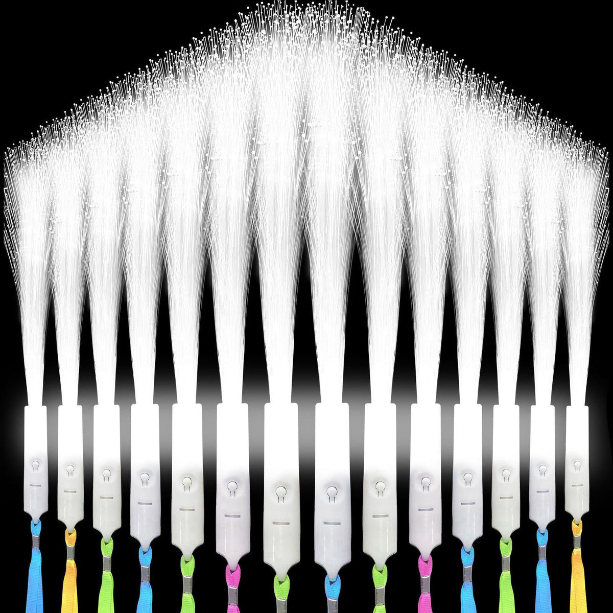 SHQDD 48 PCS White Fiber Optic Wands, Neon Party Supplies, LED Fiber Wands, Wedding Party Supplies, Glow Fiber Wands Sti