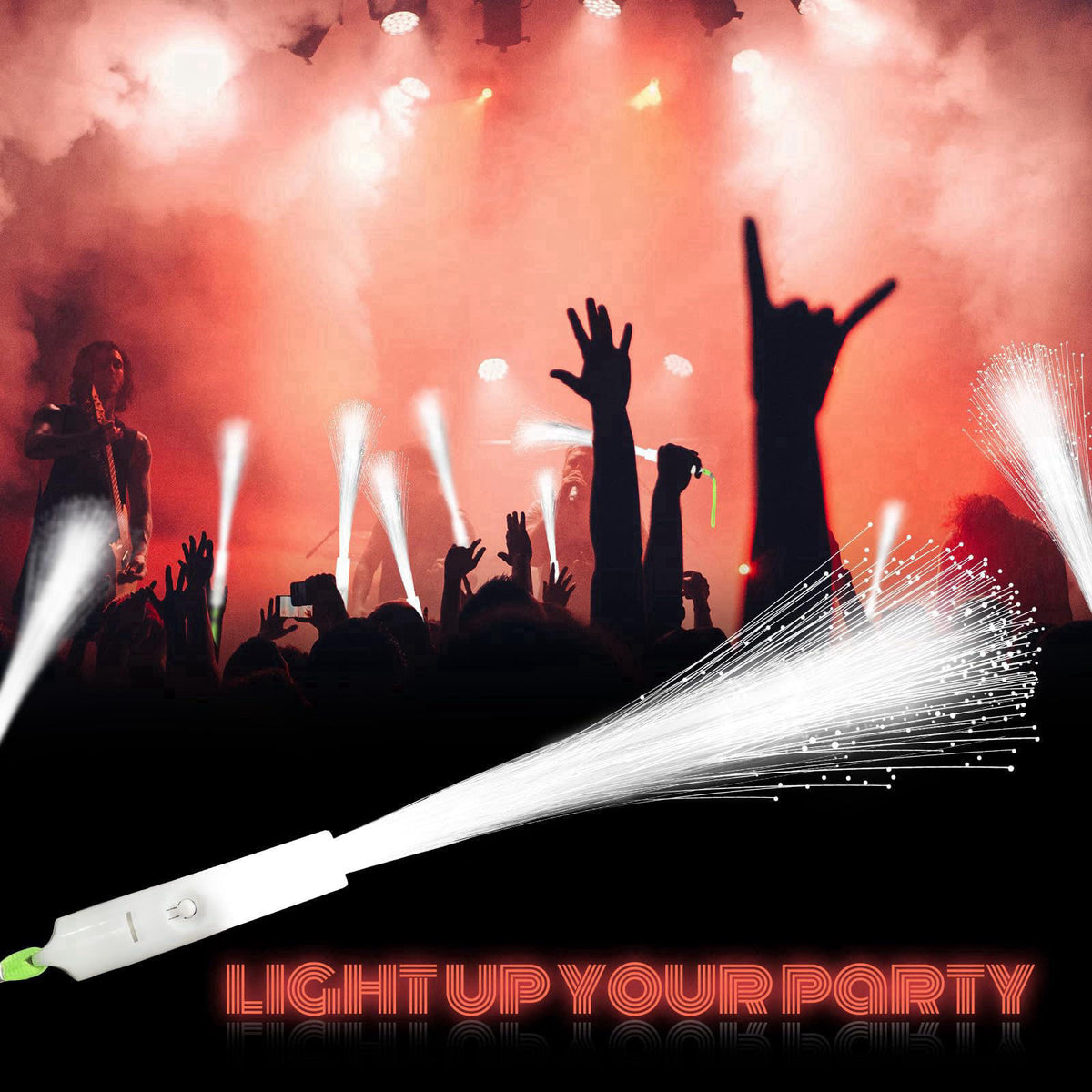 SHQDD 48 PCS White Fiber Optic Wands, Neon Party Supplies, LED Fiber Wands, Wedding Party Supplies, Glow Fiber Wands Sti