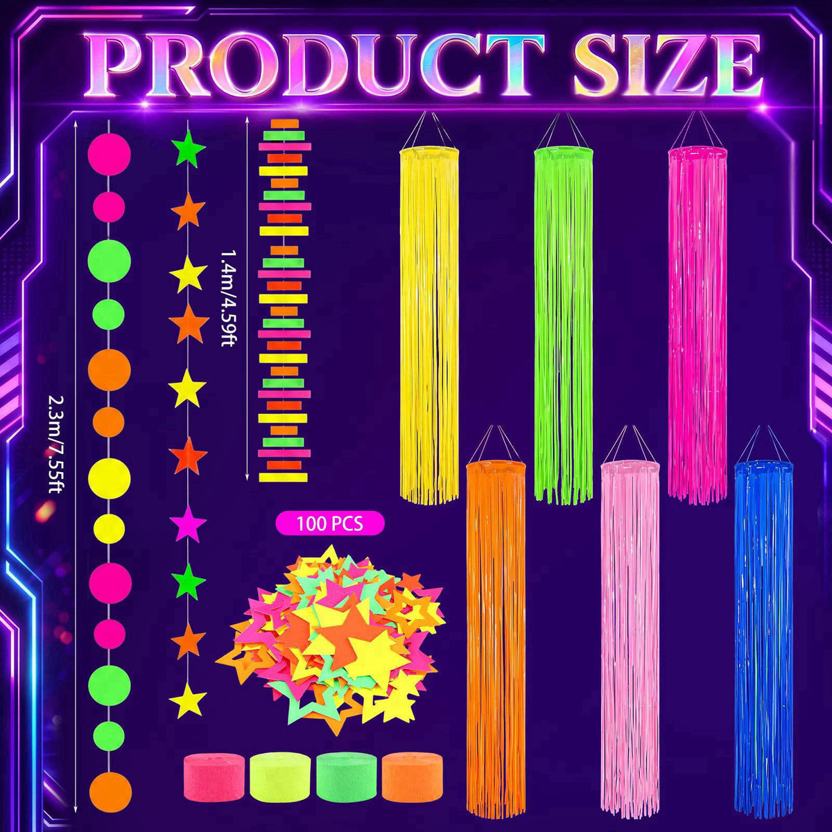 Feifeiya 6 Pack Neon Halloween Decorations Glow in The Dark Party Supplies – packaging and label