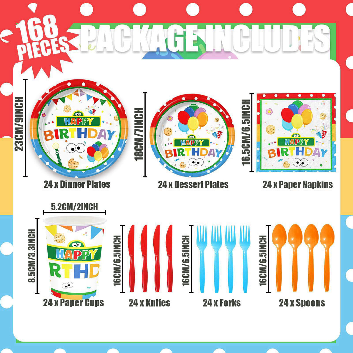Galameow 168PCS Party Supplies Cute Theme Birthday Decorations Serve 24 – close-up detail