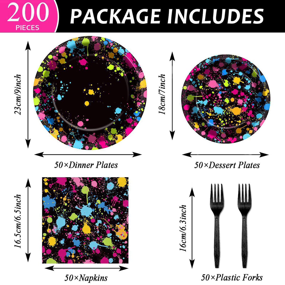 party greeting 50 Guests Neon Party Supplies Glow Party Plates Napkins Tableware Neon Glow Paper Disposable Birthday Col