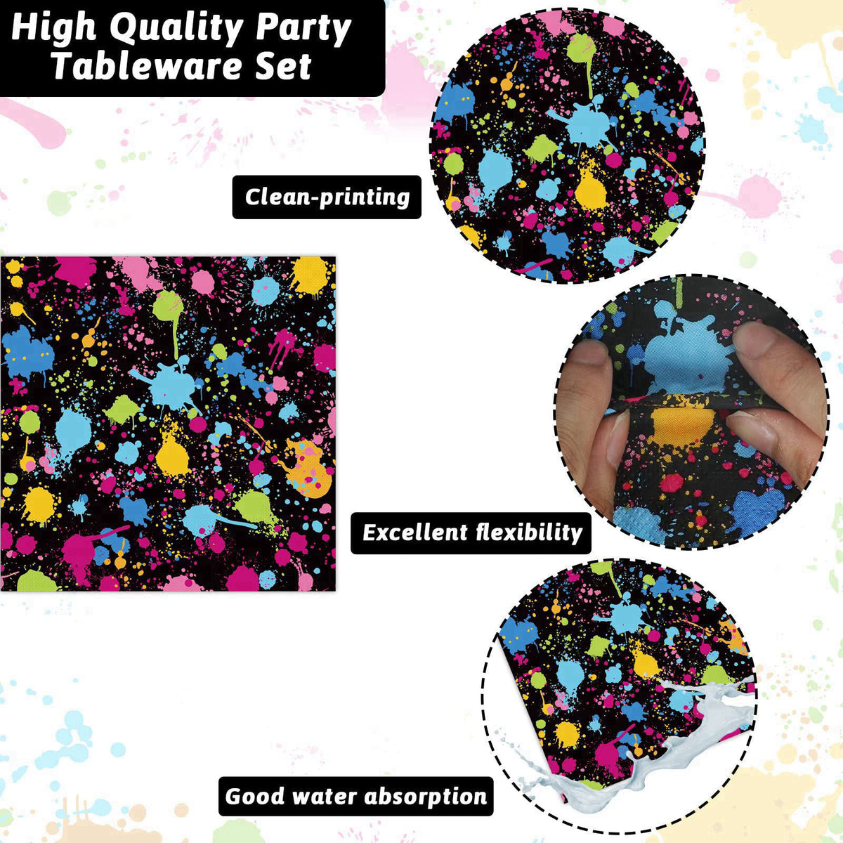 party greeting 50 Guests Neon Party Supplies Glow Party Plates Napkins Tableware Neon Glow Paper Disposable Birthday Col