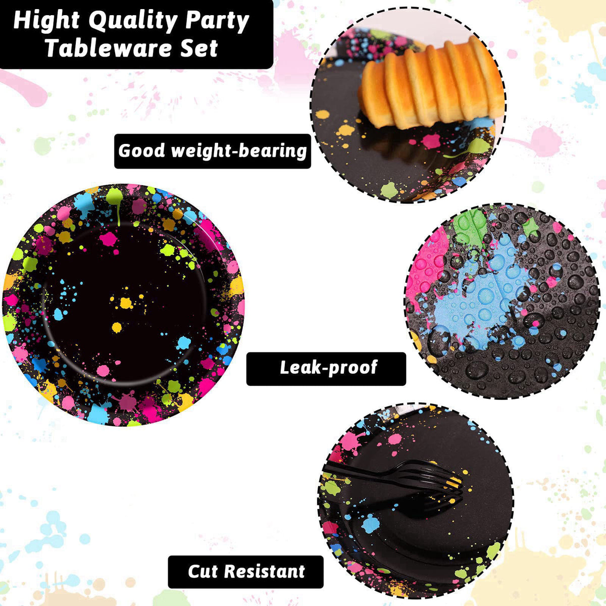 party greeting 50 Guests Neon Party Supplies Glow Party Plates Napkins Tableware Neon Glow Paper Disposable Birthday Col