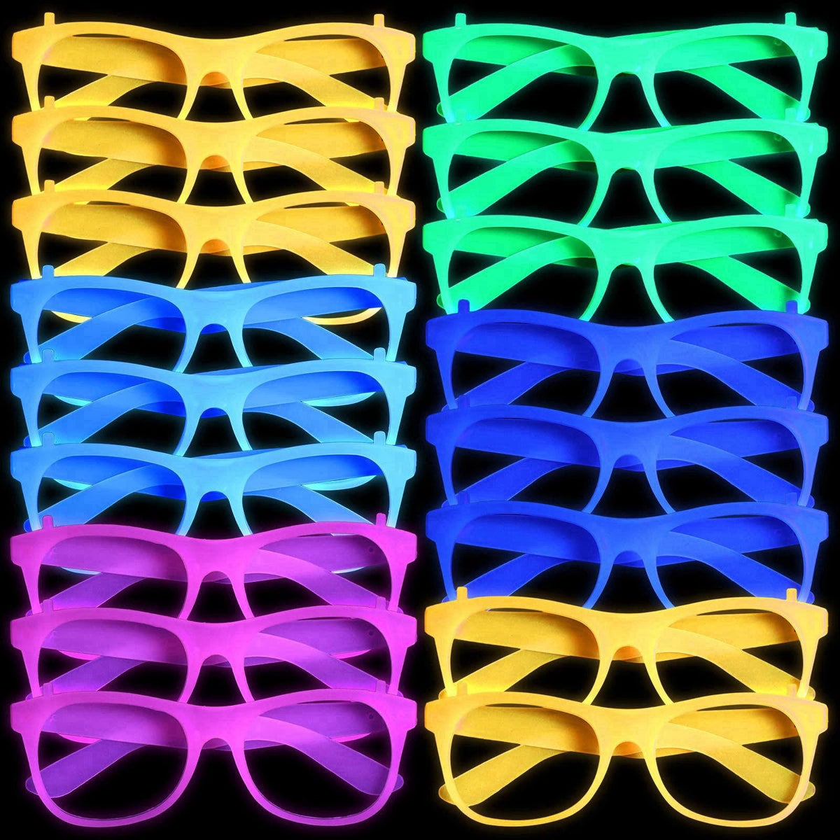 Viozakanry Halloween Glow in The Dark Glasses, Neon Glasses, UV Reactive – Green, Light Pink, Bright Pink, Blue, Fuchsia