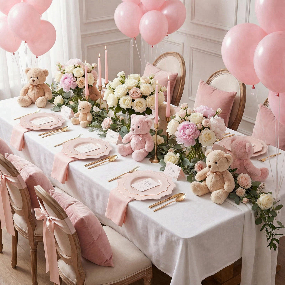 COLOSUS 60 PCS Pink Disposable Plastic Plates, Fancy Beaded Party Plates. – product photo (Plates)