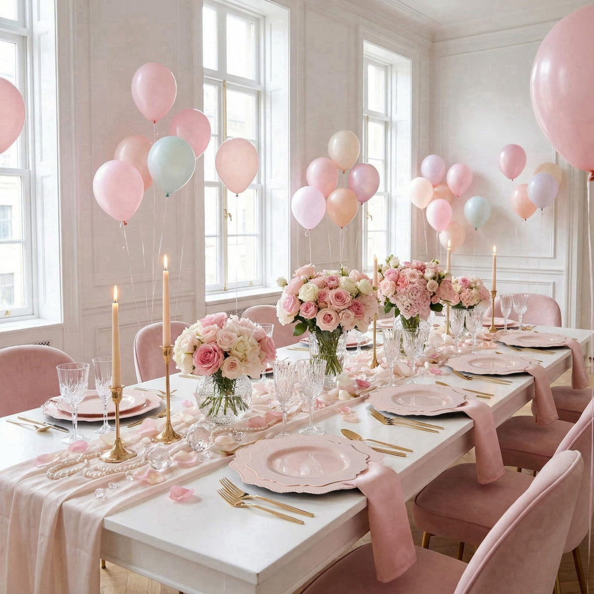 COLOSUS 60 PCS Pink Disposable Plastic Plates, Fancy Beaded Party Plates. – alternate angle
