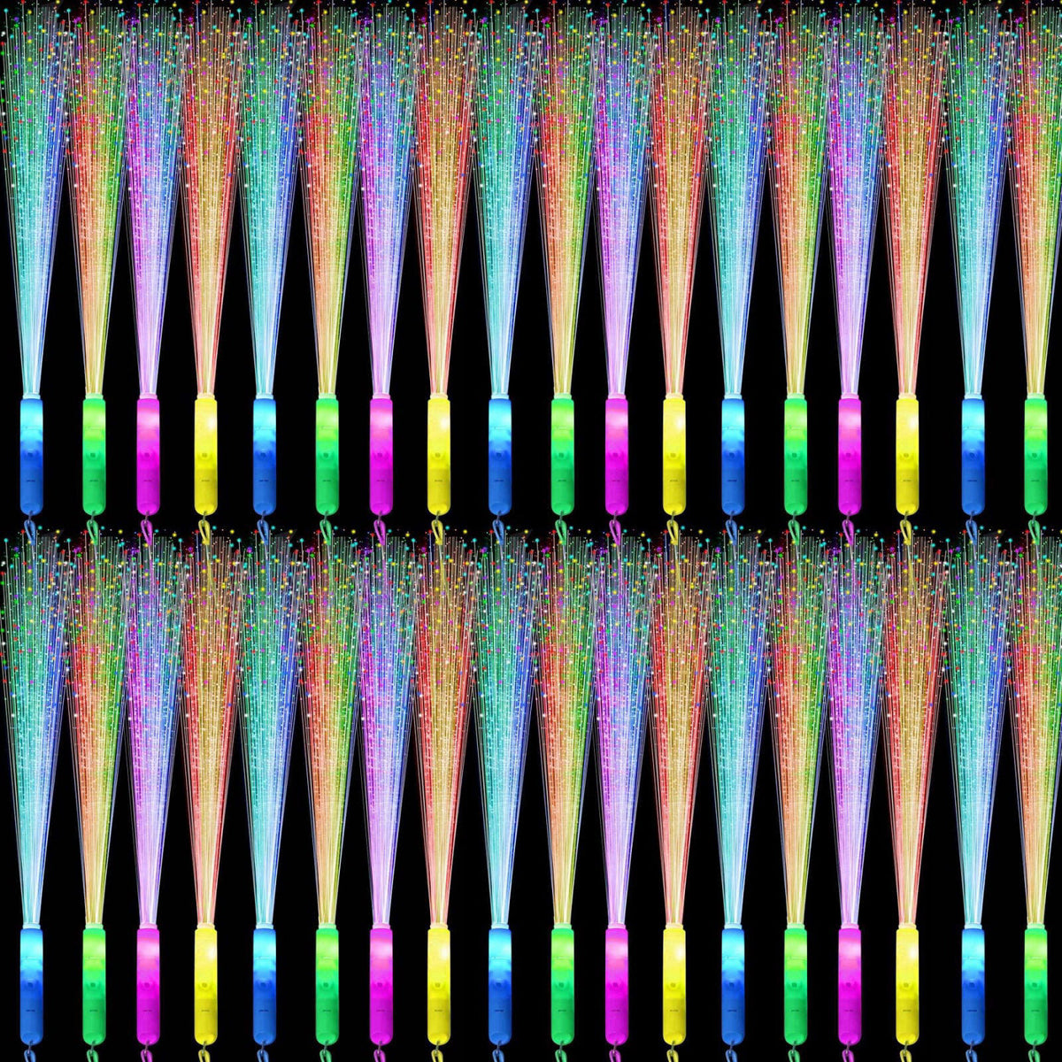 YOFOBU 30Pack LED Fiber Optic Wands,Glow Wands,LED Light Up Wands with 3 Flashing Models,Glow Wands Sticks for Halloween