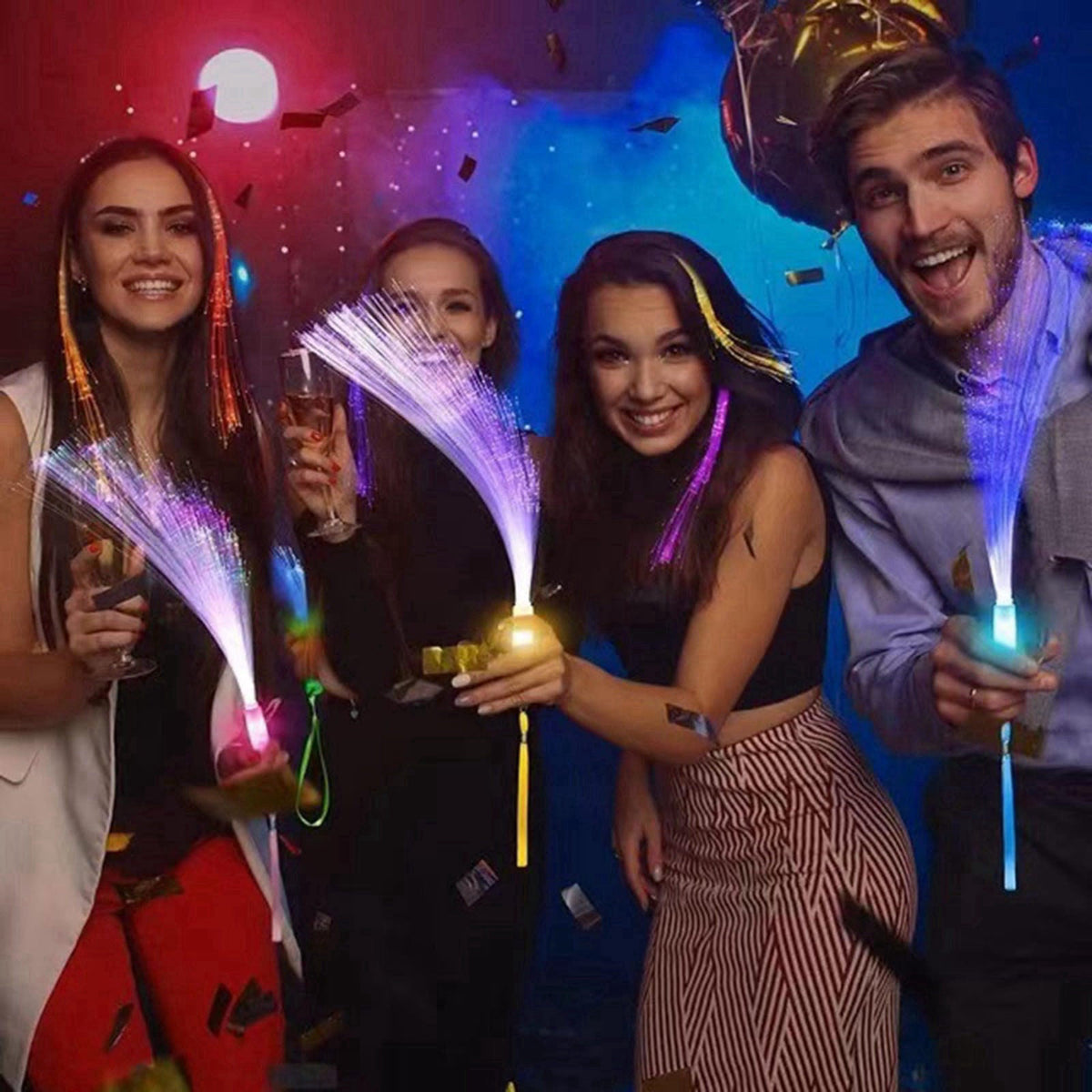 YOFOBU 30Pack LED Fiber Optic Wands,Glow Wands,LED Light Up Wands with 3 Flashing Models,Glow Wands Sticks for Halloween
