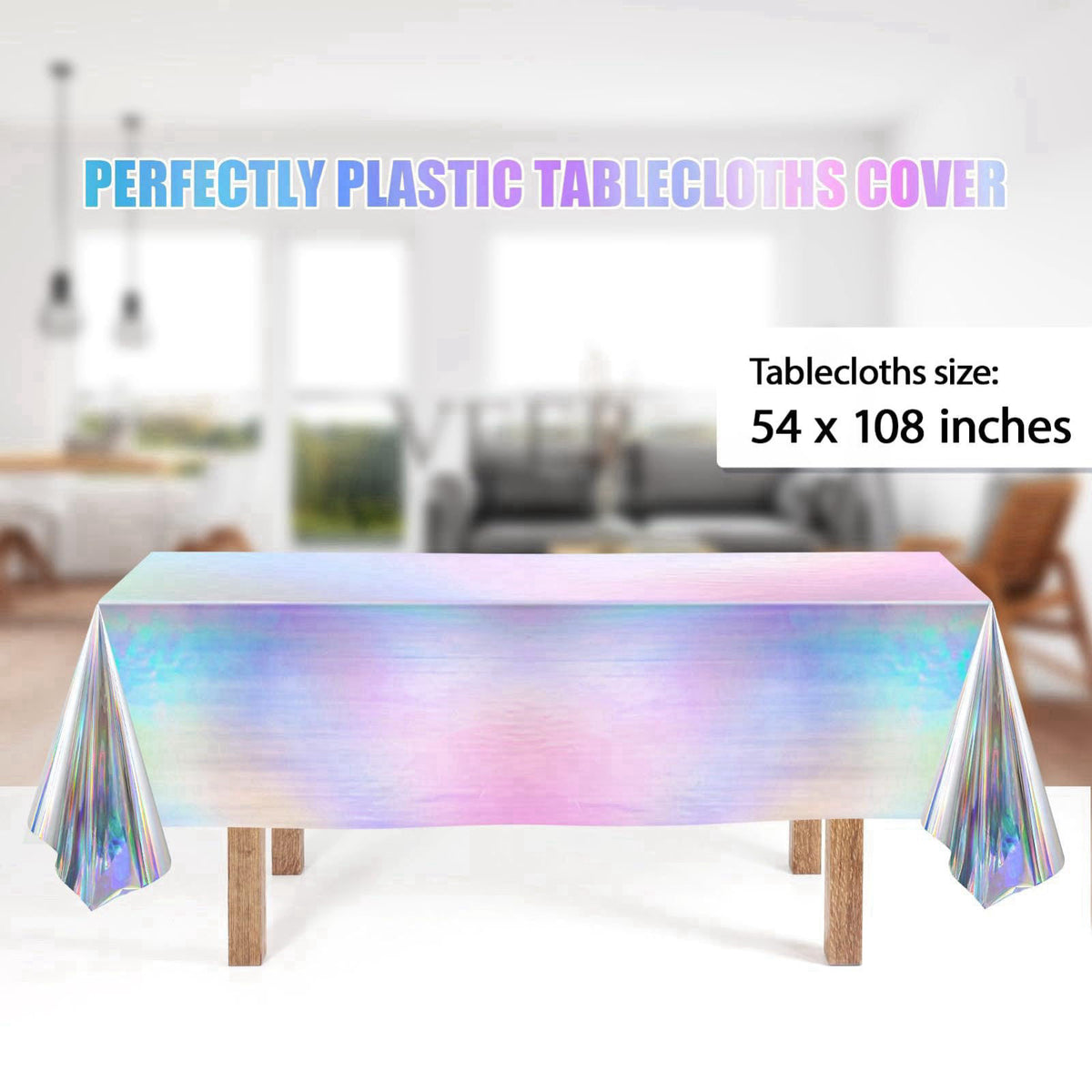 Childom Iridescent Party Decorations,132 Pcs Disposable Iridescent Party Plates Cups Knives Spoons Forks for Party Suppl