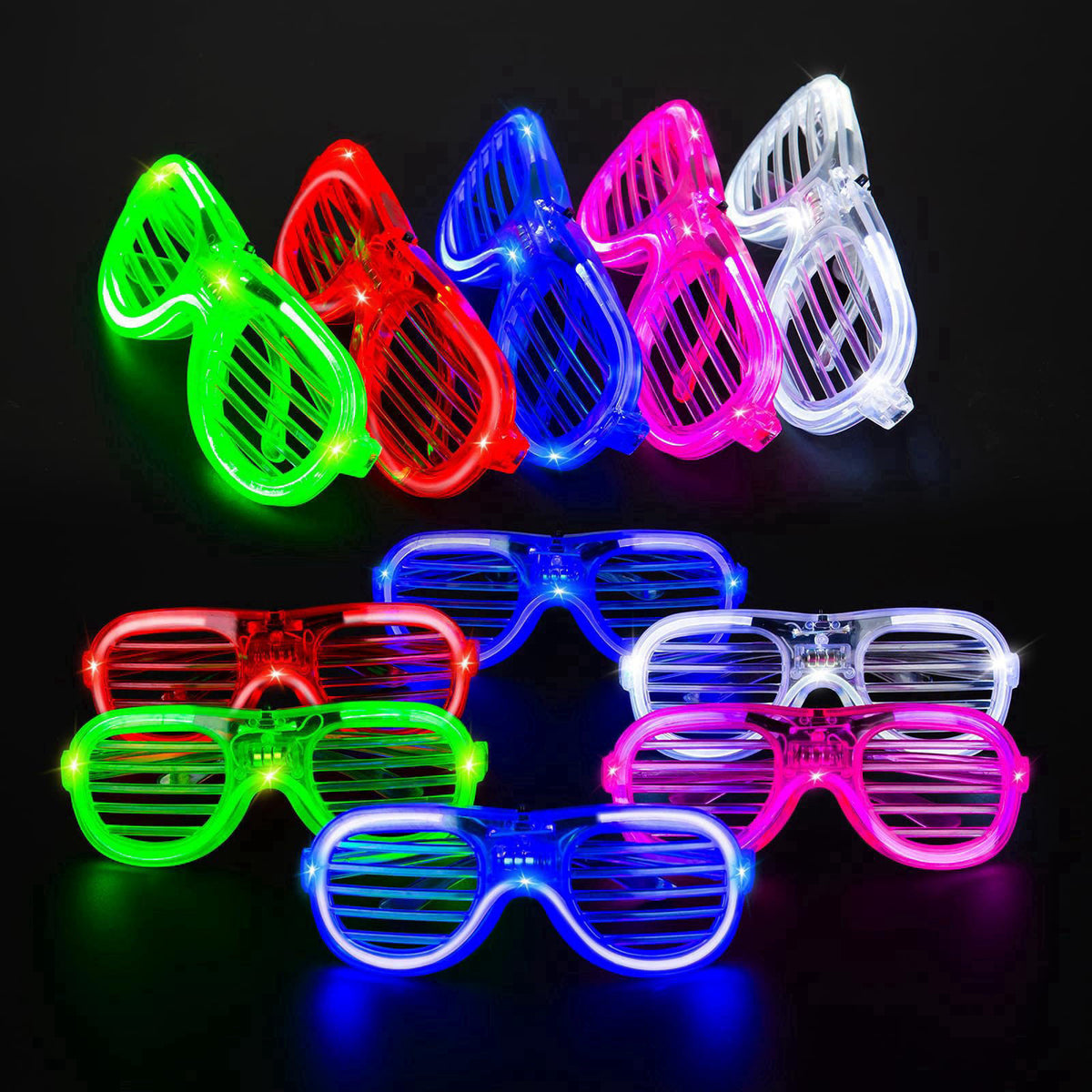 FathiSooc 25 Packs LED Glasses 5 Neon Colors glow in the dark party supplies Favor for Kids Adult Glow sticks Light Up G