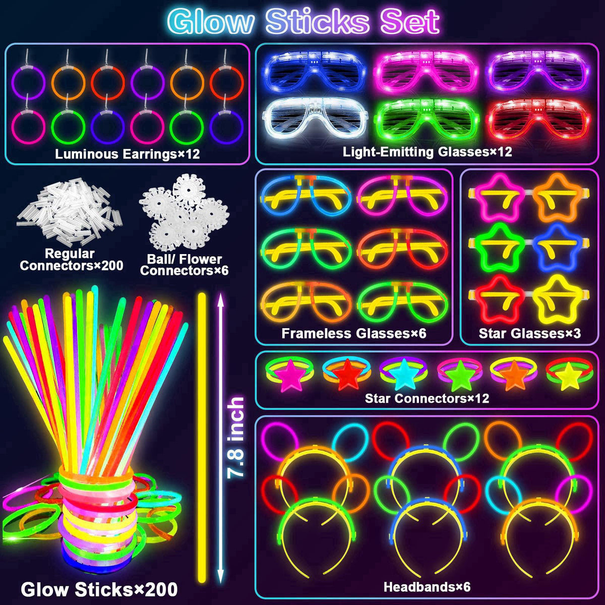 TURNMEON 457PCS Glow Sticks, Glow in the Dark Party Favors Party Supplies – close-up detail