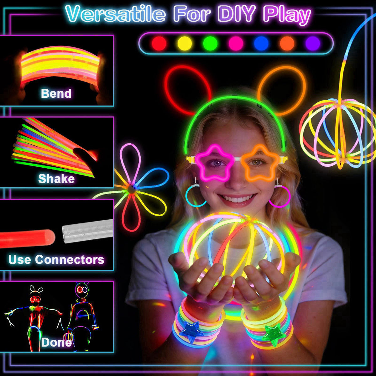 TURNMEON 457PCS Glow Sticks, Glow in the Dark Party Favors Party Supplies – packaging and label