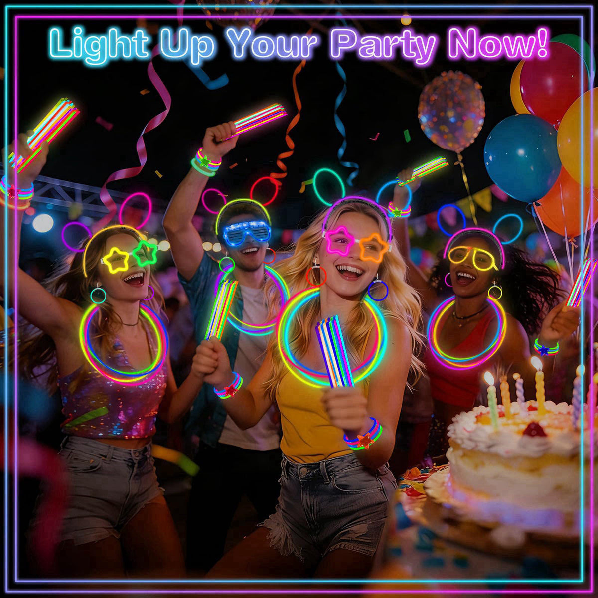 TURNMEON 457PCS Glow Sticks, Glow in the Dark Party Favors Party Supplies – back view and specifications