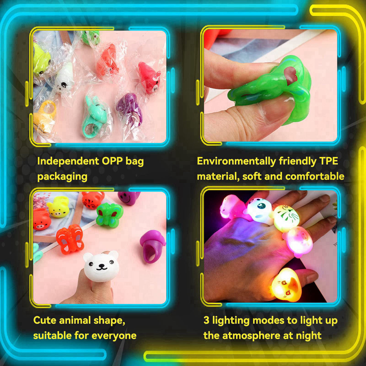 Wakestar - 24 Pack LED Light Up Bumpy Rings Party Favors For Kids Prizes Box Toys For Birthday Classroom Rewards Treasur