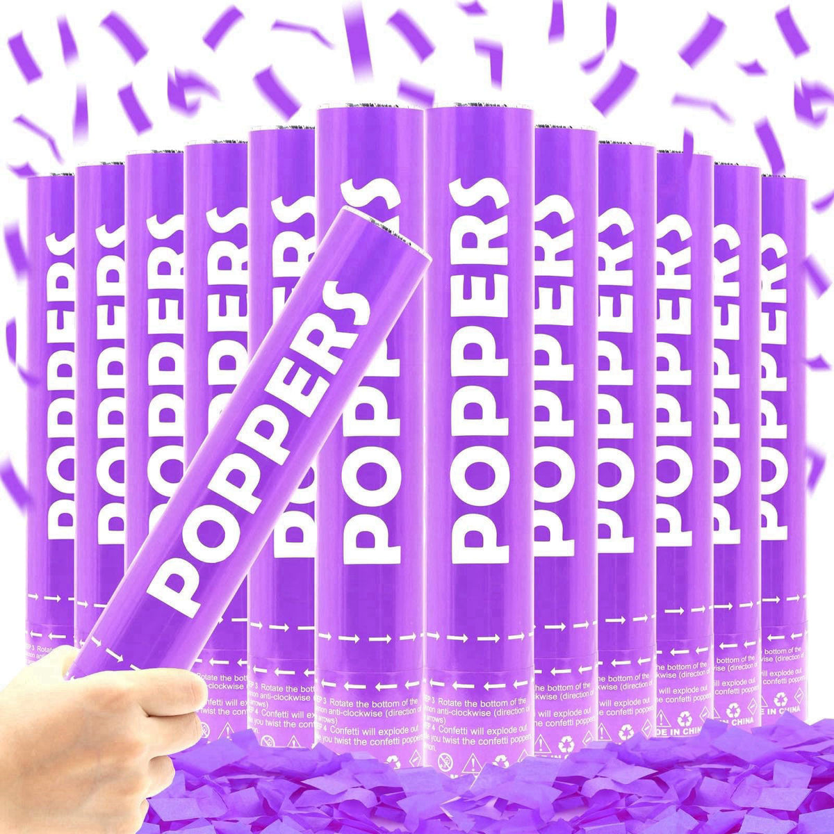 DSYSMIN Confetti Cannon 12Pack Purple Party Popper Shooters 12 Inch Confftti Poppers for Wedding Birthday Graduation Chr