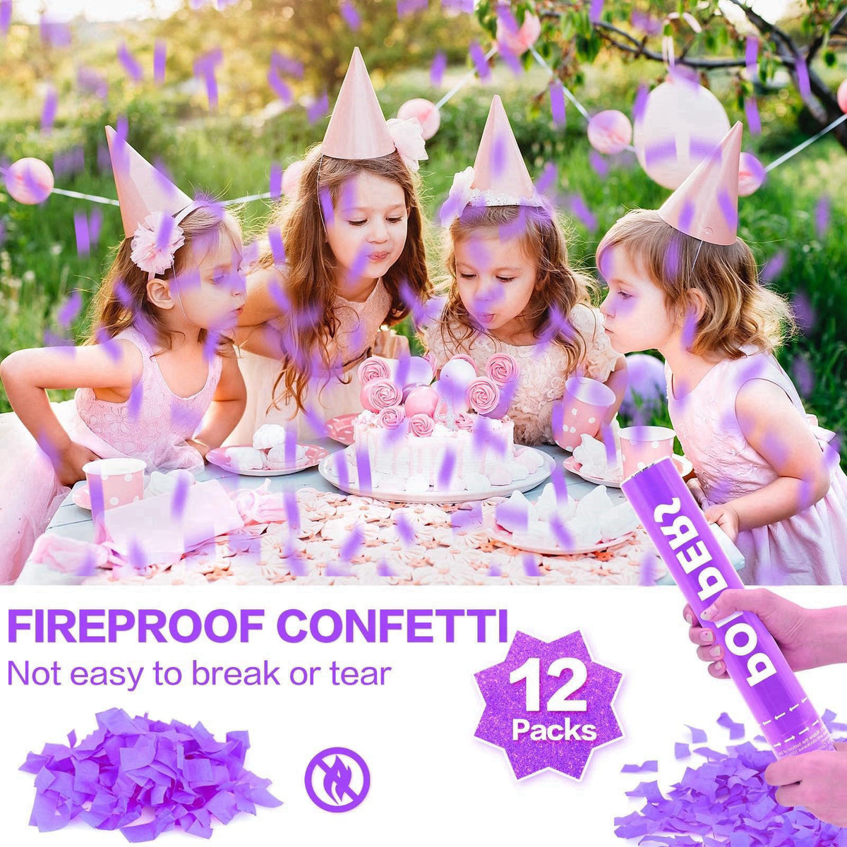 DSYSMIN Confetti Cannon 12Pack Purple Party Popper Shooters 12 Inch Confftti Poppers for Wedding Birthday Graduation Chr