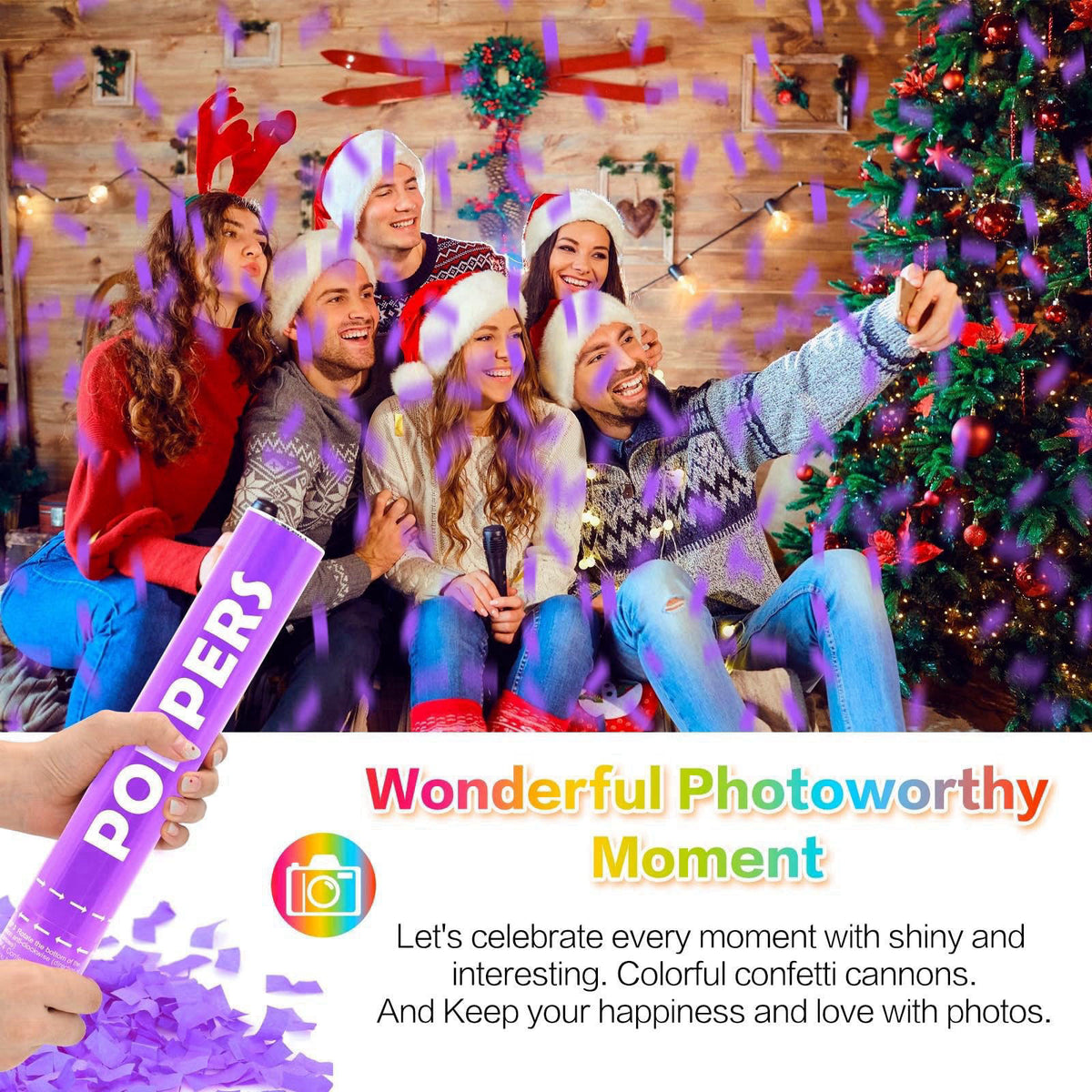DSYSMIN Confetti Cannon 12Pack Purple Party Popper Shooters 12 Inch Confftti Poppers for Wedding Birthday Graduation Chr