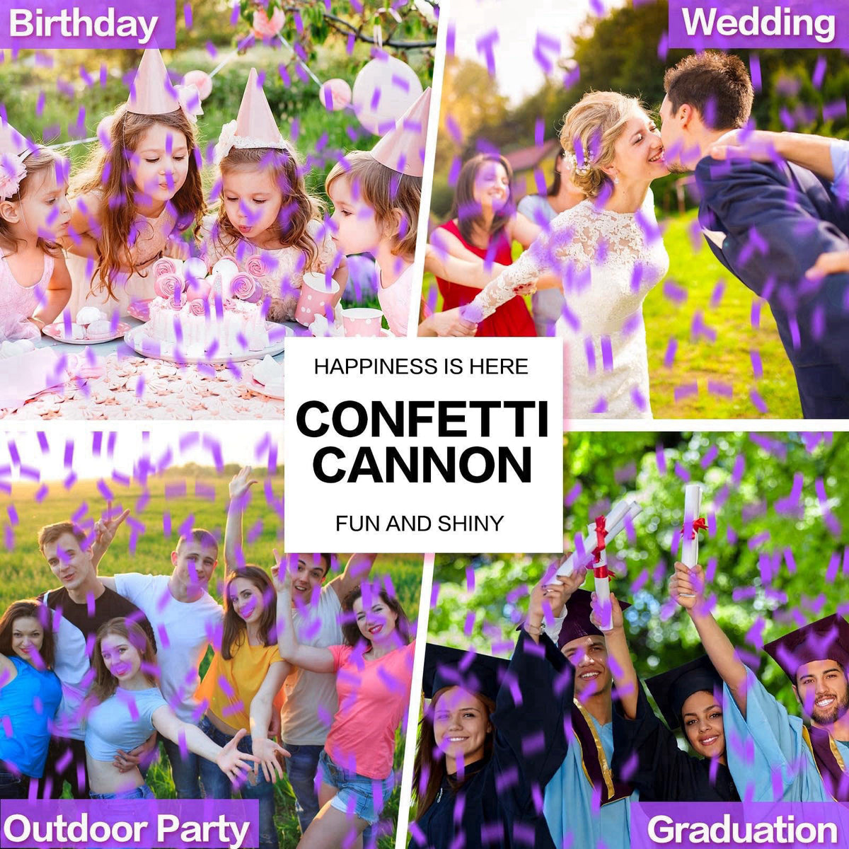 DSYSMIN Confetti Cannon 12Pack Purple Party Popper Shooters 12 Inch Confftti Poppers for Wedding Birthday Graduation Chr