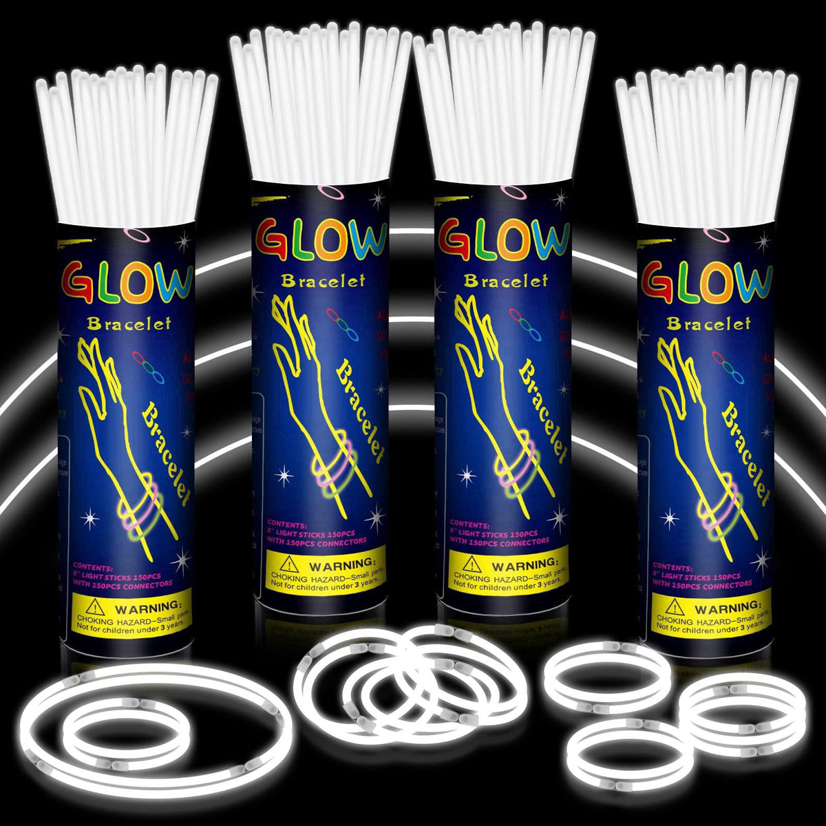 GKXMAXIWANG 400 Pcs 8" White Glow Sticks Bulk for Party Supplies