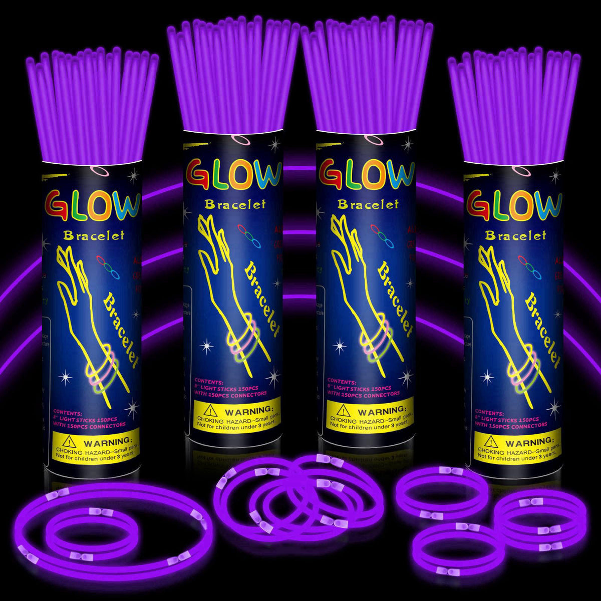 GKXMAXIWANG 400 Pcs 8" Purple Glow Sticks Bulk for Party Supplies