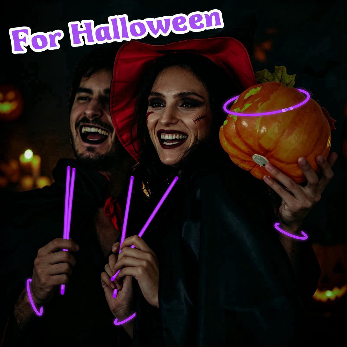 GKXMAXIWANG 400 Pcs 8" Purple Glow Sticks Bulk for Party Supplies – full view