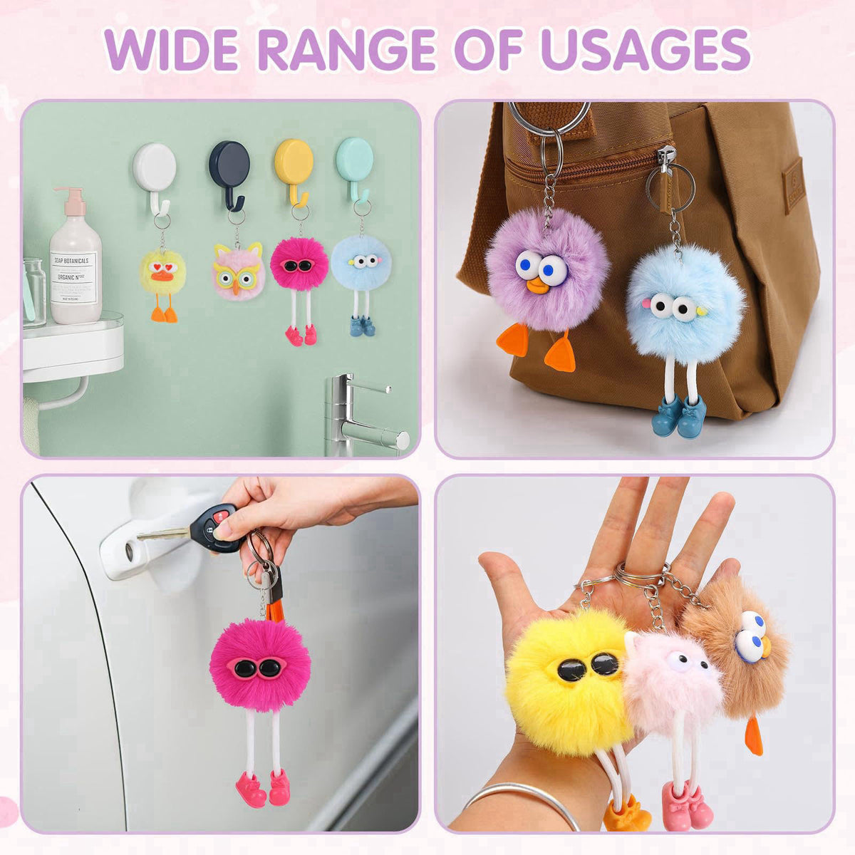 OMyFav 24 PCs Party Favors Keychains - Plush Backpack Keychain Bulk Kids Keychain Cute for Birthday Party Favors for Kid